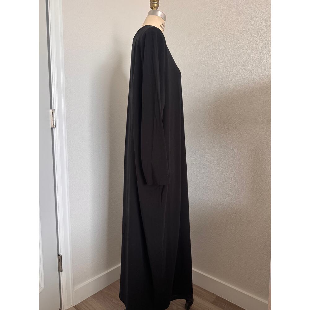 Eileen Fisher Tencel Lyocell Maxi Shift Dress Black Long Sleeve Plus Size 1X - Picture 2 of 8